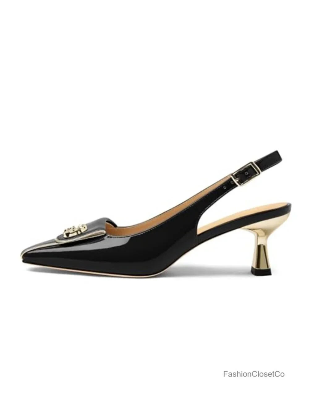 Women's Kitten Heels Slingback Square Toe Low Heel Pumps Closed Toe Matte Slip